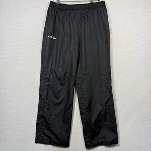 CCM Windbreaker Pants Men Large Black Mesh Lined Hockey Skating Ankle Zipper